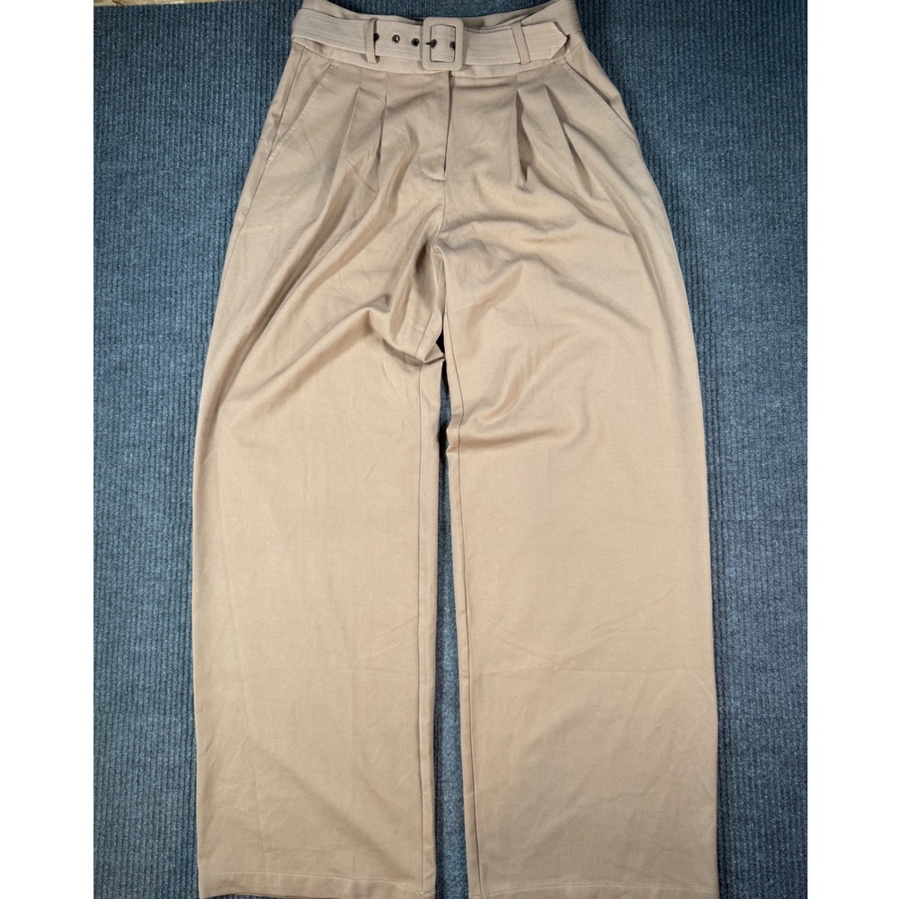 Ryegrass Womens Wide Leg Belted Pleated Trousers Walnut Tan Size 4 NWT
